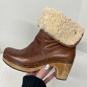 UGG Brown Shearling Clog Boots